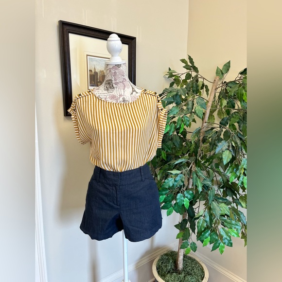 stripped sheen shirt with button detailing on front sides off the shoulder - Picture 3 of 5